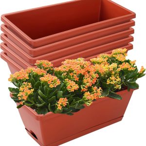 Set of rectangular balcony plant boxes